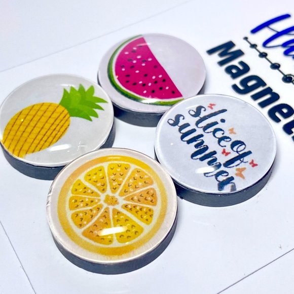 Set of 4 Magnets - Slice of Summer Glass Refrigerator Kitchen Whiteboard - Picture 3 of 3